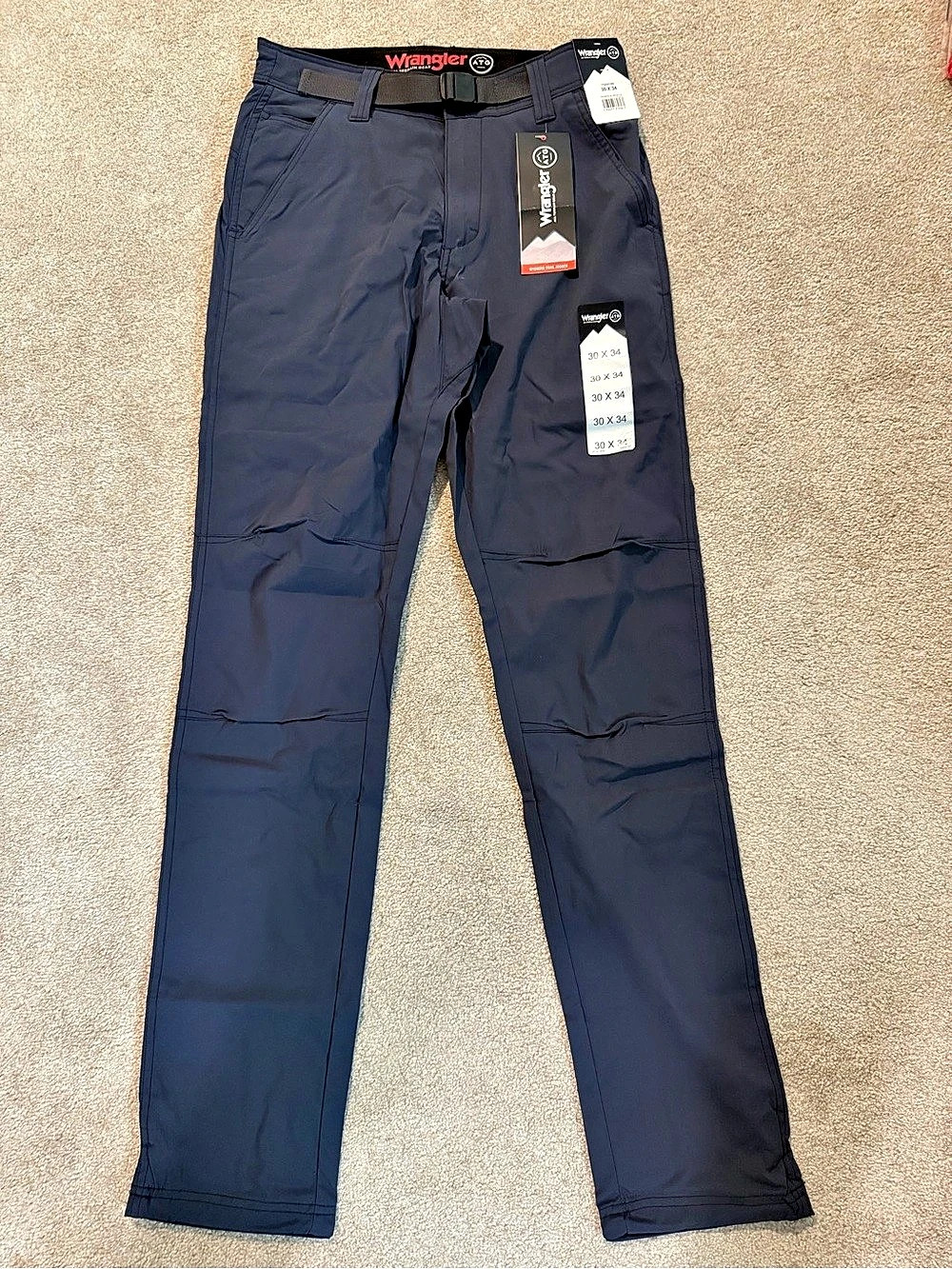 NWT Wrangler All Terrain Gear Men's Cargo Pants Blue sizes 30 x 34 & 40 x 34